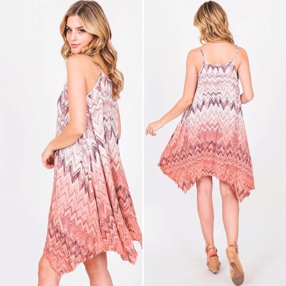 NWT Paper Crane pink white sleeveless asymmetrical ombre sundress S - Picture 2 of 12